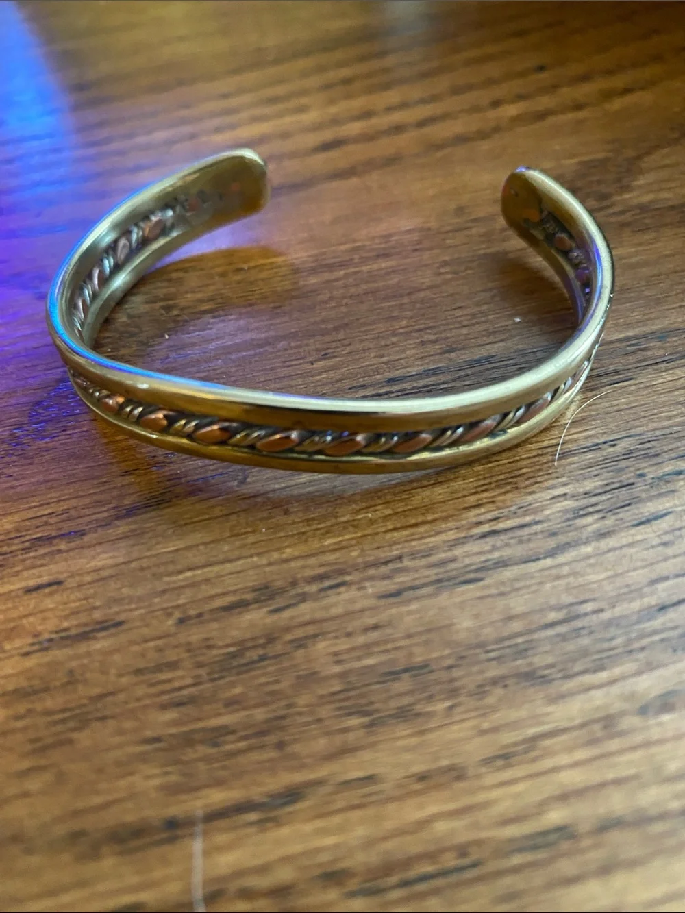 Vintage Signed E 2 Sausalito Copper Brass Silver Twisted Wire Brass Cuff Bracele
